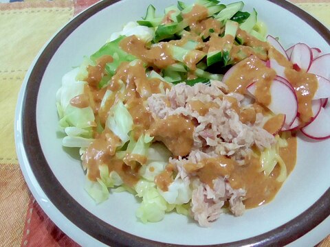 さっぱりであっさりなキャベツナ辛麺♪